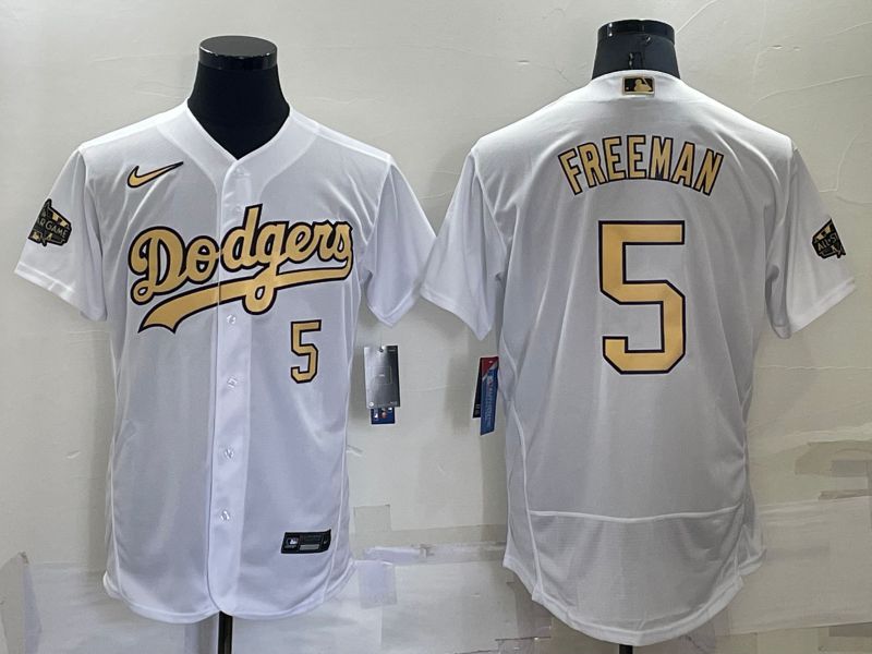 Men Los Angeles Dodgers 5 Freeman White 2022 All Star Elite Nike MLB Jerseys